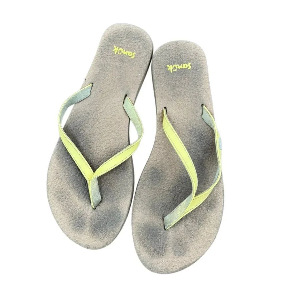 Sanuk Women's Yellow Thong Flip Flop Sandals Size 8
